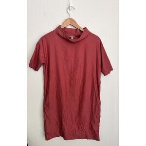 COS Red Long Sleeve Shirt Dress Minimalist Modern Quiet Luxury LagenLook Size 4
